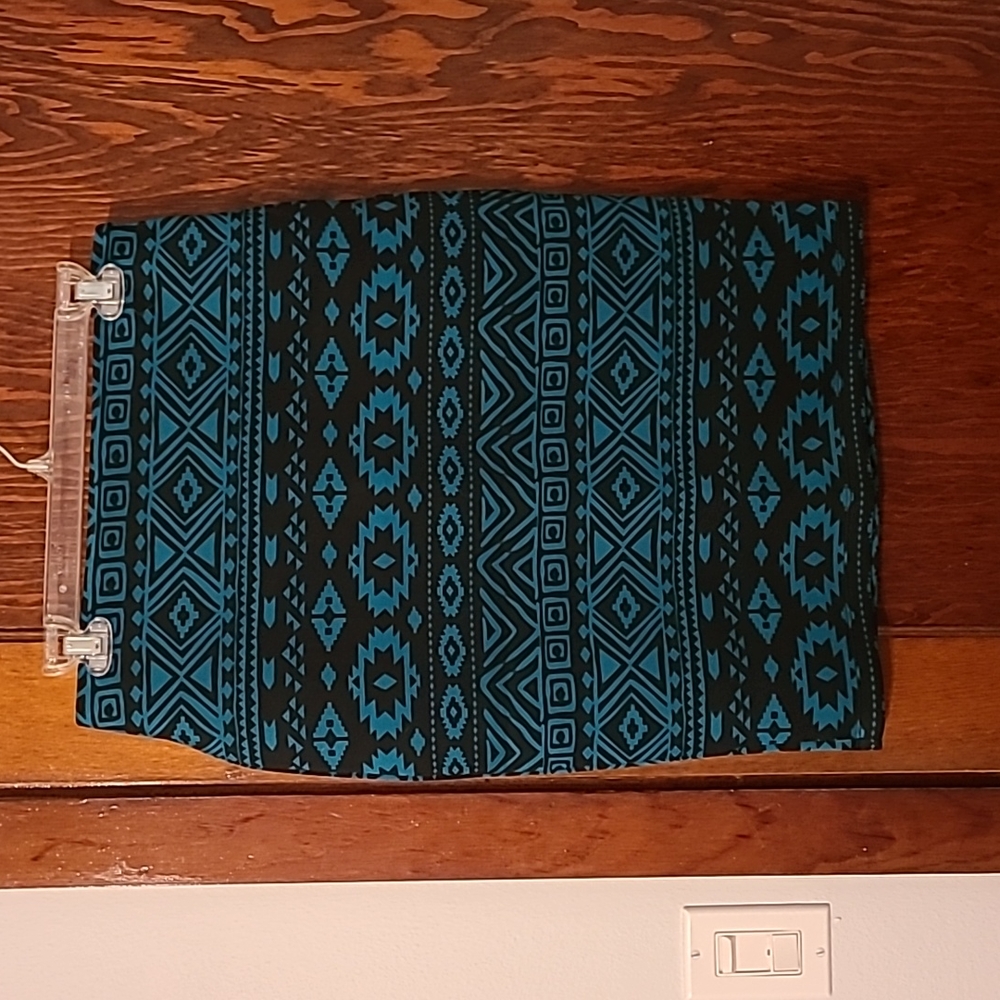 Turquoise tribal print pencil skirt